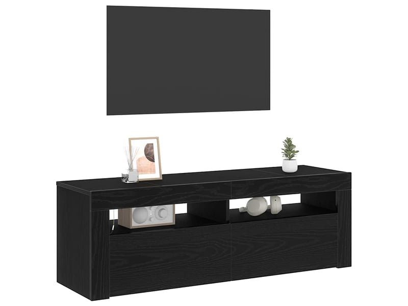 Meuble tv - banc tv - meuble de rangement 120 x 35 x 40 cm chêne noir bois d'ingénierie  - Conforama C