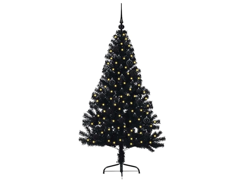  Sapin de noël artificiel, arbre de noël pré-éclairé noir 150 cm pvc shl990  - Conforama C