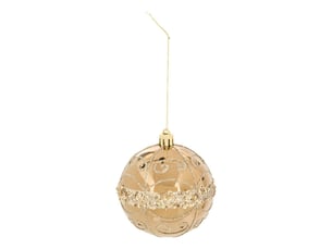 Boule de noël en plastique marron décor doré d. 80 mm