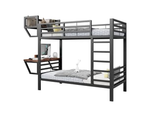 Lit superposé 90x200 cm <strong></strong> <strong>CozyNest</strong> coloris noir