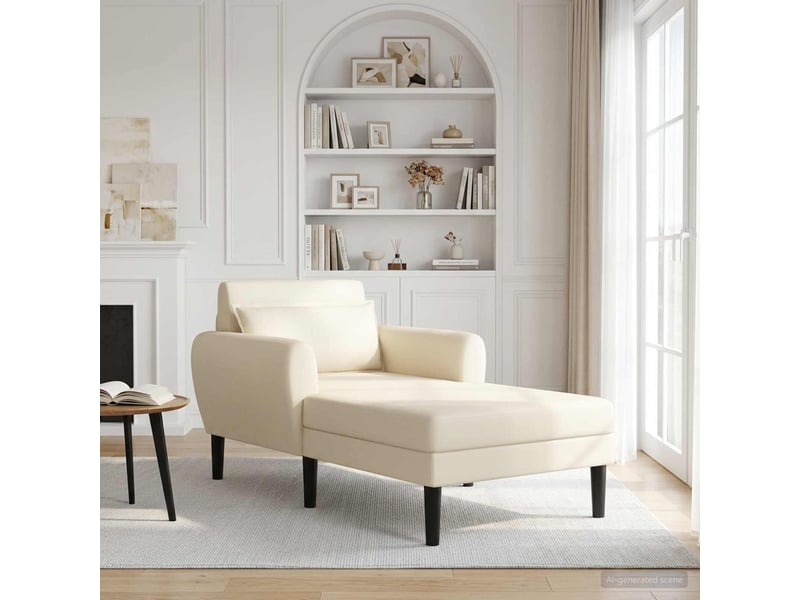 Vidaxl chaise longue crème velours granuleux - Conforama B