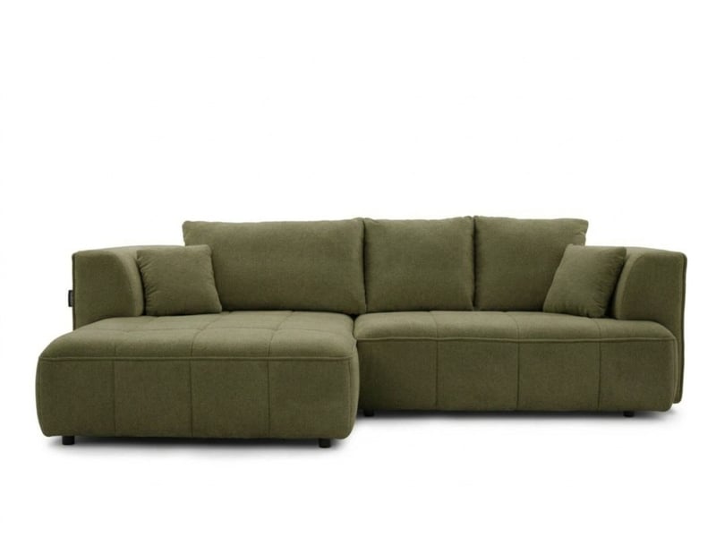  Bobochic canapé d'angle convertible avance-recule électrique clovis tissu lisse vert  angle gauche CLOVIS - Conforama A