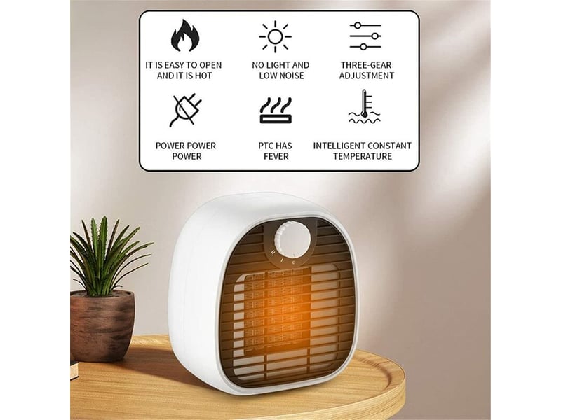  1000w, 650w aérotherme portatif petit appareil de chauffage chauffage électrique de table chauffage rapide batterie faible réglage à deux vitesses, vert  - Conforama E