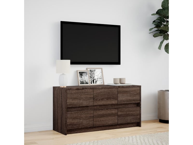  Meuble tv - banc tv - meuble de rangement avec led chêne marron 100x34x50 cm bois d'ingénierie  - Conforama C