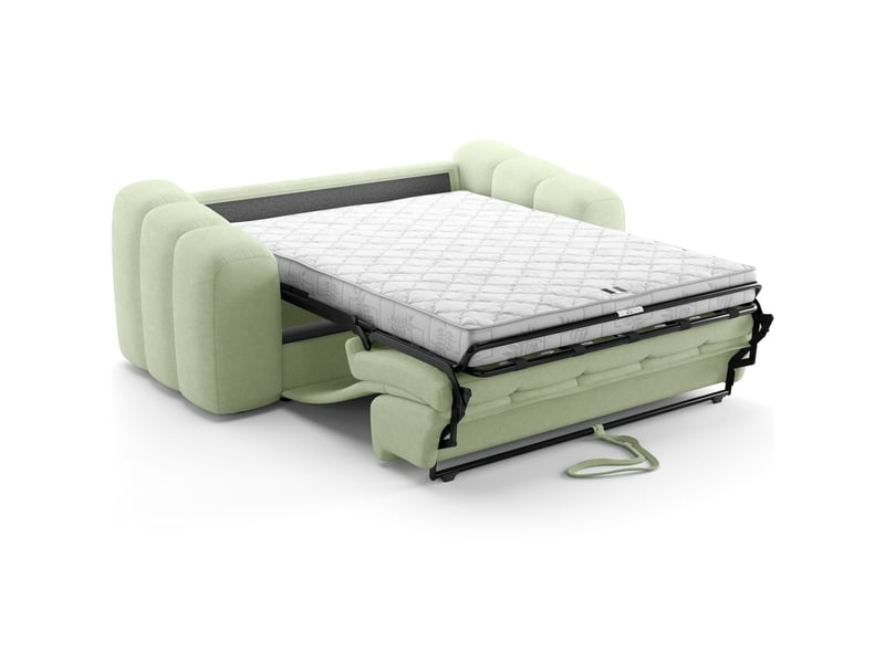 Canapé capitonné convertible 3 places en tissu chenille vert sauge - ouverture express - belleville Belleville - Conforama D