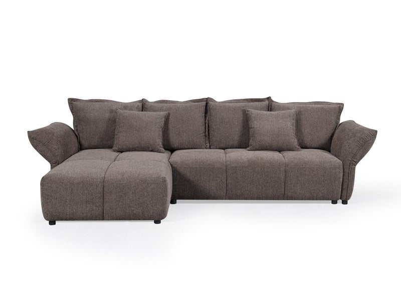  Canapé d'angle convertible réversible en velours tissé marron beline SF771-ANG-MARR - Conforama E