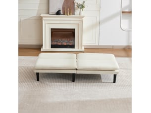 Canapé convertible 2 places 168 x 86 cm beige, velours côtelé, dossier réglable sans accoudoirs