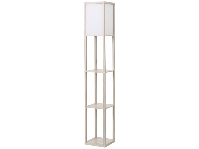  Lampadaire avec compartiments de rangement, lampe moderne en bois, ampoule e27, pour salon, chambre, bureau, chêne  - Conforama B