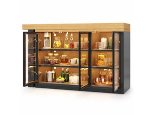 Table de salle à manger extensible avec meuble latéral et plateau pivotant, éclairage coloré pour cuisine, 120×40×72 cm