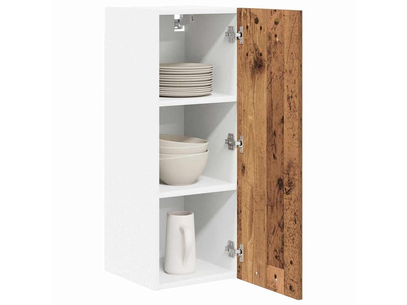  Meuble de rangement cuisine, armoire suspendue bois ancien et blanc 30x31x80cm  - Conforama C