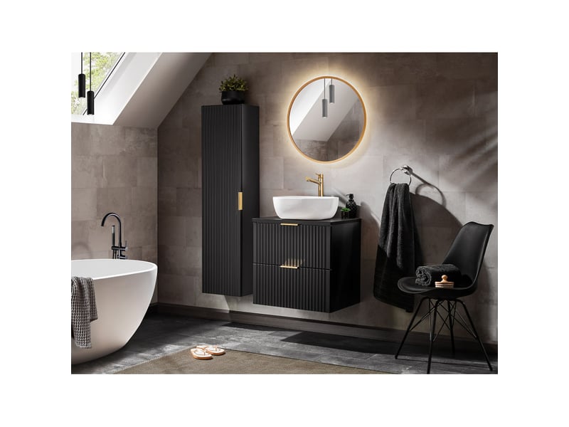 Ensemble meuble vasque à poser 60 cm + 2 éléments - georgia black - Conforama A