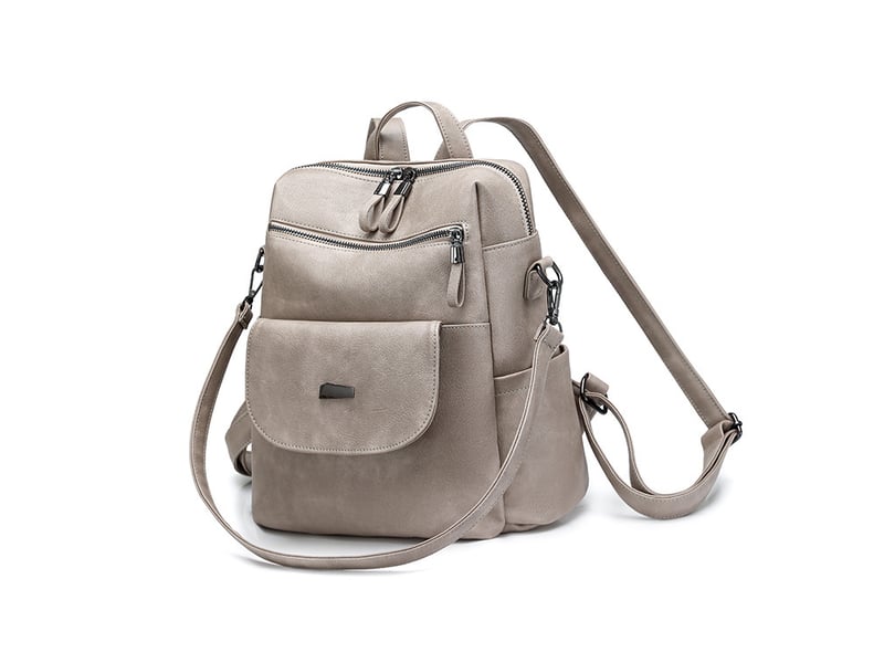  Sac à dos femme en cuir, petit format – imperméable, anti-vol, bandoulière pour ladies-blanc cassé  - Conforama B