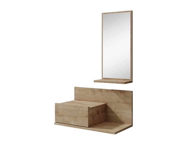  Meuble d'entrée | 1 tiroir avec miroir | console d'entrée | vestiaire | finition en couleur sonoma | 60x85,5x30cm | modèle isabela Isabela - Conforama A
