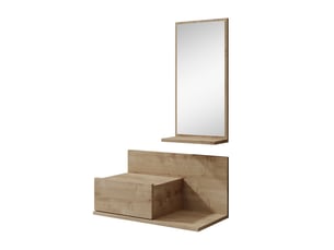 Meuble d'entrée | 1 tiroir avec miroir | console d'entrée | vestiaire | finition en couleur sonoma | 60x85,5x30cm | modèle isabela