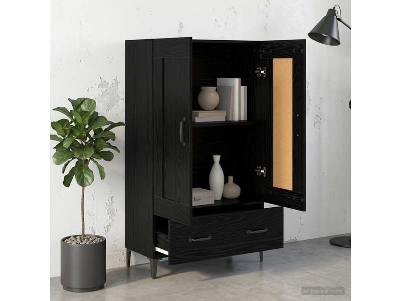  Buffet - haut armoire chêne noir 70 x 31 x 115 cm bois d'ingénierie  - Conforama B