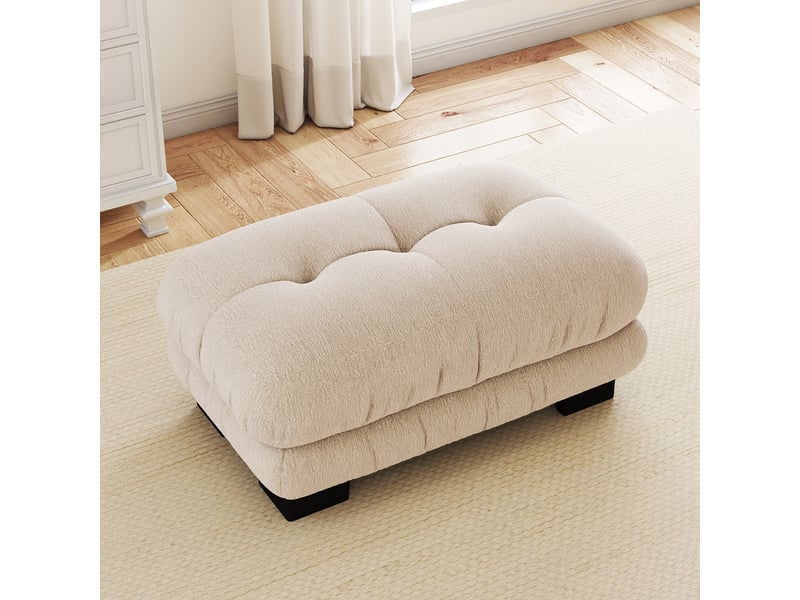  Pouf repose-pieds salon  - 112x68x52 cm - ottoman velours confortable en chenille - brun clair  - Conforama B