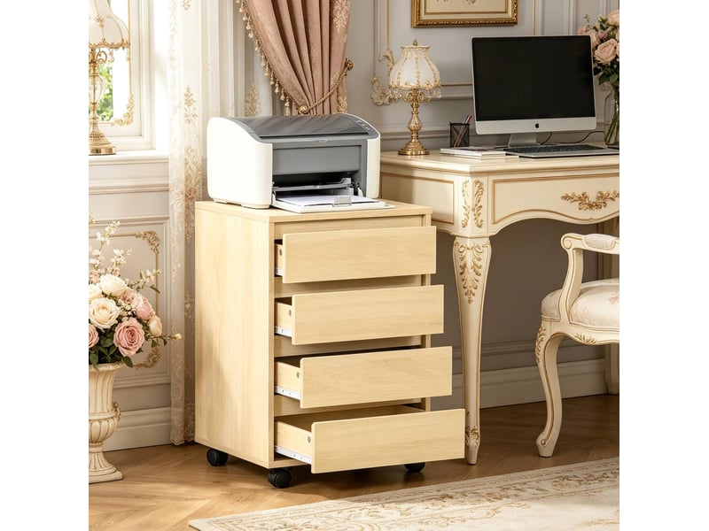  Caisson de bureau mobile 4 tiroirs avec roulettes 46 x 40 x 65 cm homvra  - Conforama B