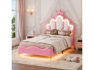 Lit simple 90x200 cm MEUBLIV   coloris rose