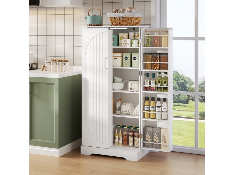  Buffet étroit 60x35x128 cm, meuble de rangement compact pour cuisine avec étagères modulaires  - Conforama B