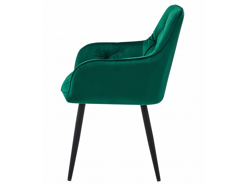 Family chaise jork - velours vert foncépieds noirs x 2  - Conforama E