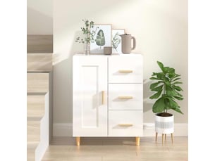 Buffet - bahut - meuble de rangement blanc brillant 69,5x34x90 cm bois d'ingénierie
