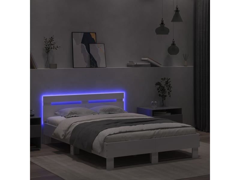  Lit double- lit adulte -  cadre de lit avec led sans matelas blanc 120x190 cm  - Conforama C