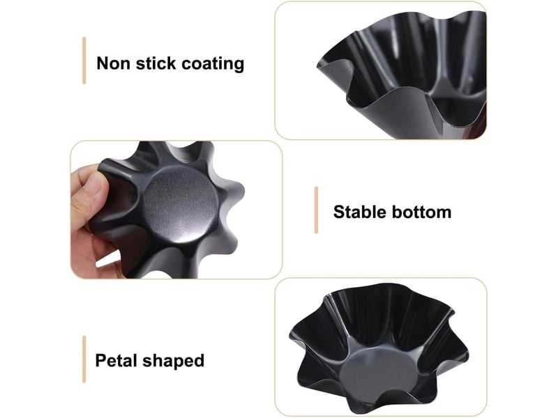 Moule muffins, 4 pcs moules cake en acier au carbone, bol de cuisson en forme de pétale, tasses de cuisson anti-adhésif pour pâtisseries,gâteau Cake tin - Conforama B