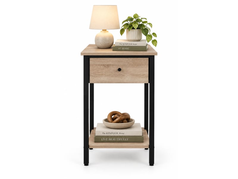  Table de chevet, commode et étagère, style industriel loft marron clair  - Conforama A