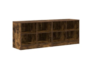 Armoire de lit avec étagère 2 pièces chêne fumé 66x33x48 cm