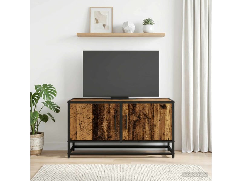  Meuble tv - banc tv - meuble de rangement 80 x 34,5 x 40 cm bois ancien bois d'ingénierie  - Conforama B