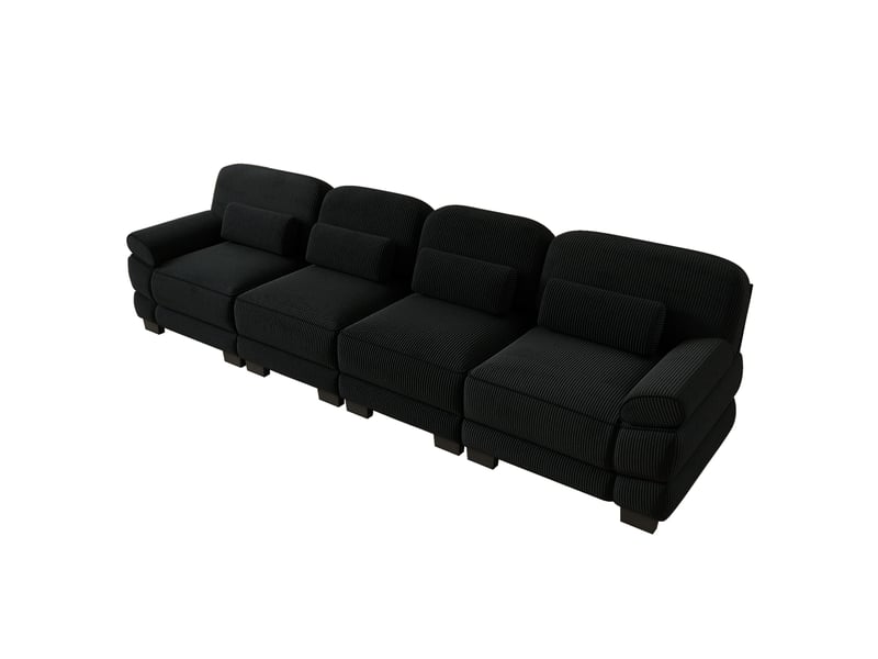 Canapé modulable - 4 places - coussins lombaires - velours côtelé - mobilier de salon - configuration flexible - pratique - noir CozyNest - Conforama A