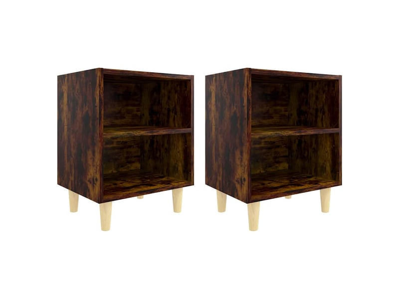  Lot de 2 tables de chevet - cabinet de chevet - table de nuit et pieds en bois chêne fumé 40x30x50 cm  - Conforama A