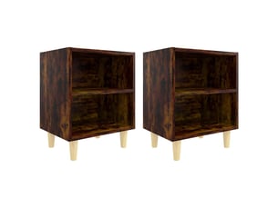 Lot de 2 tables de chevet - cabinet de chevet - table de nuit et pieds en bois chêne fumé 40x30x50 cm