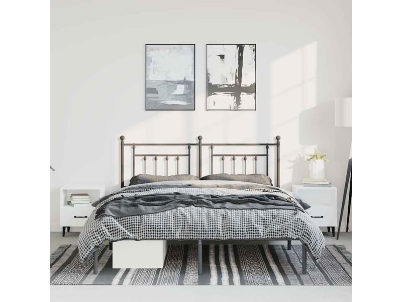  Lit double- lit adulte -  cadre de lit métal sans matelas avec tête de lit noir 150x200cm  - Conforama C