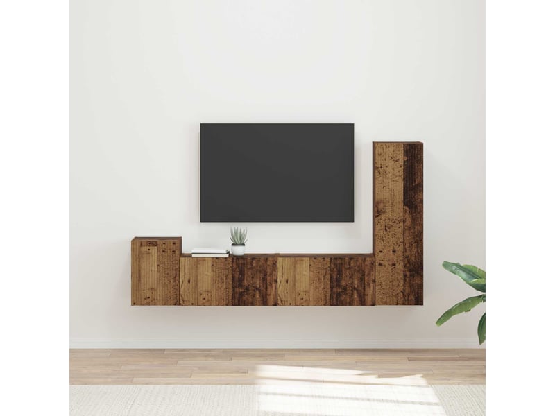  Ensemble meuble tv - banc tv - meuble de rangement 4 pcs bois ancien bois d'ingénierie  - Conforama B
