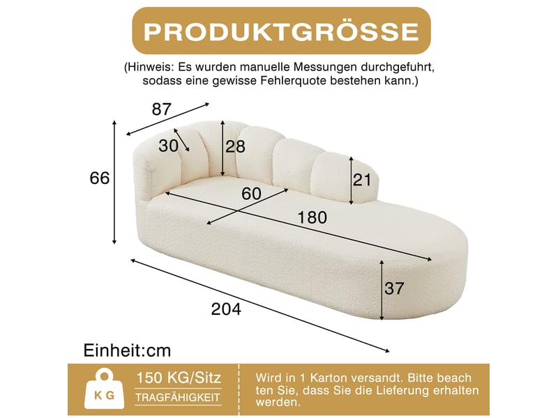  Méridienne en chenille avec dossier ondulé et assise rembourrée, sans accoudoirs, design moderne beige  - Conforama D