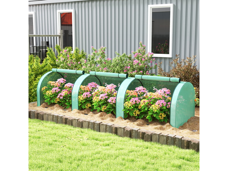 Serre, serre d'hiver en aluminium avec porte zippée enroulable 350 x 100 x 80 cm verte  - Conforama C