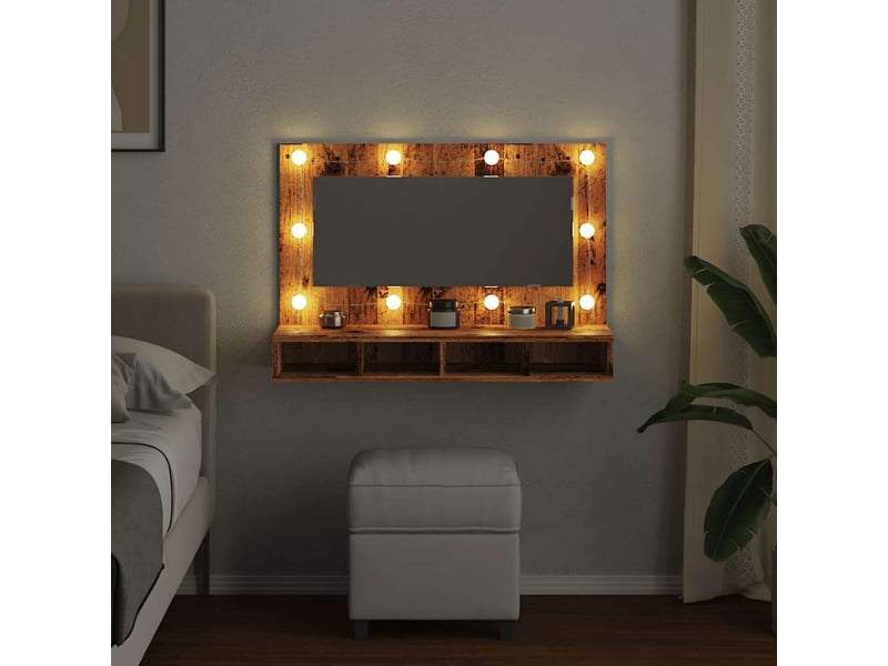 Armoire à miroir avec led vieux bois 90x31.5x62 cm - Conforama D