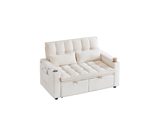 Canapé droit relax manuel <strong></strong> <strong></strong> 2 places Tissu beige avec coffre de rangement