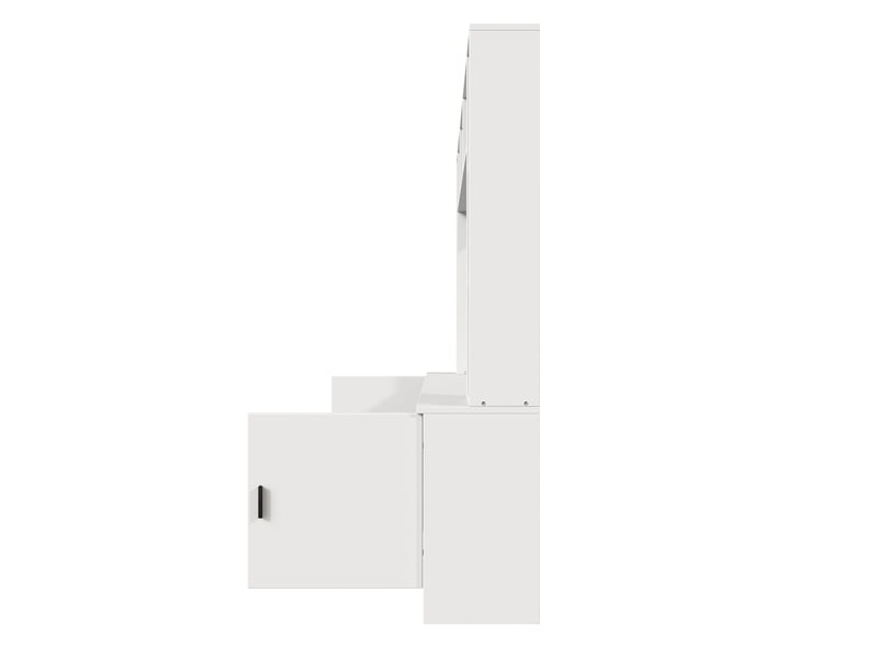 Ensemble meuble tv 180x35x170 cm blanc en panneaux de particules, 2 placards, 2 tiroirs et 11 niches - Conforama D