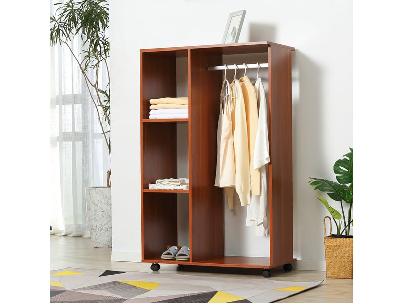  Armoire penderie armoire de rangement mobile panneaux de particules coloris noyer  - Conforama C
