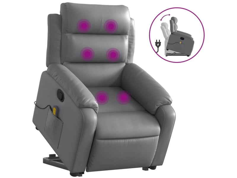 Fauteuil de bureau, fauteuil inclinable de massage gris similicuir - Conforama A