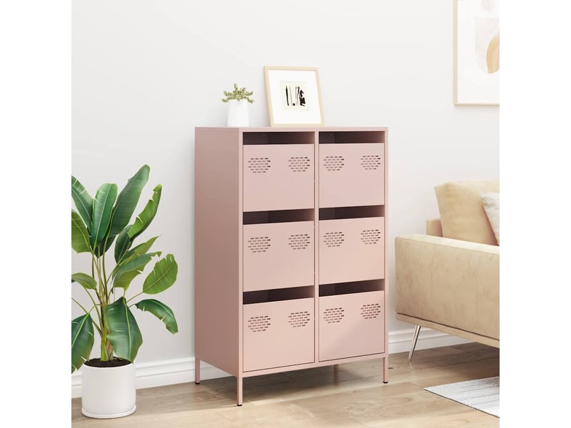  Buffet haut - bahut - meuble de rangement rose 68x39x101,5 cm acier  - Conforama C