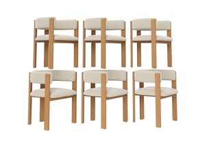 Lot de 6 chaises de salle à manger 47x48x72.5 cm dossier ergonomique métal beige et naturel
