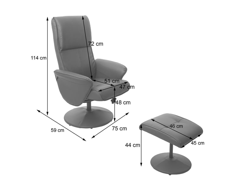  Fauteuil relax helsinki, fauteuil de télévision avec tabouret - similicuir, crème  - Conforama E