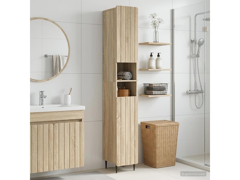 Colonne de salle de bain avec étagère ouverte zwolle shl2676 - Conforama B