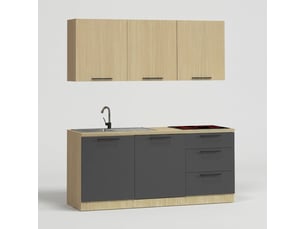 Cuisine complète linéaire moderne avec évier arvok 180 - anthracite