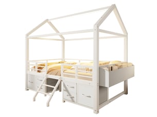 Lit surélevé 90x200 cm OKWISH coloris blanc