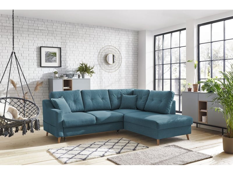 Bobochic canapé d'angle l convertible sweden bleu foncé angle droit SWEDEN - Conforama D