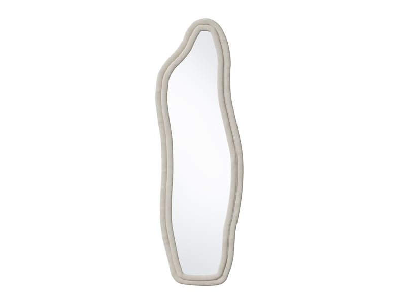 Miroir sur pied 140 x 45 cm, miroir sur pied incurvé au cadre en alliage d’aluminium, idéal pour chambre, dressing, salon–design moderne, blanc  - Conforama A